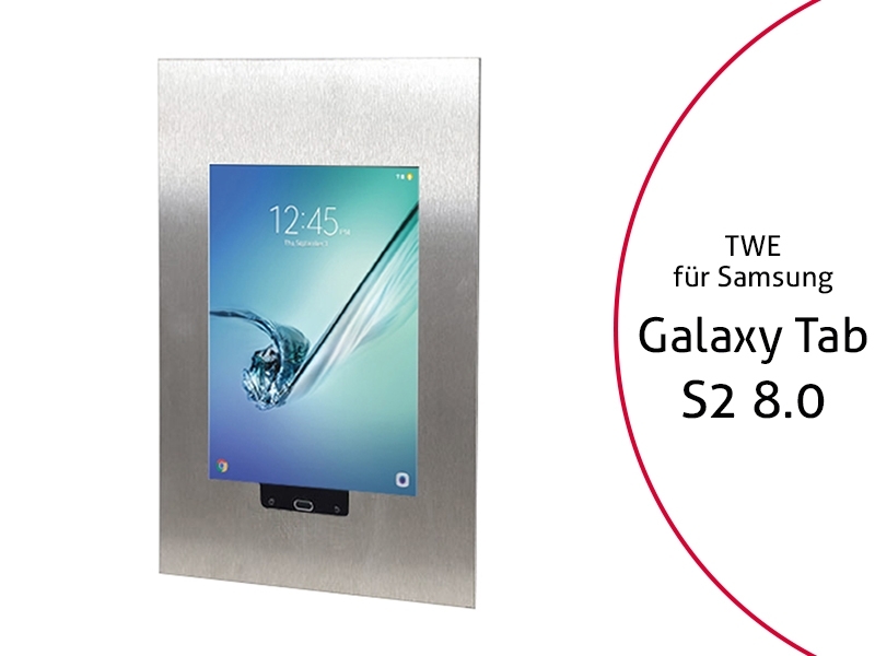 TabLines TWE013E Tablet Wandeinbau für Samsung Tab S2 8.0 HB, Edelstahl