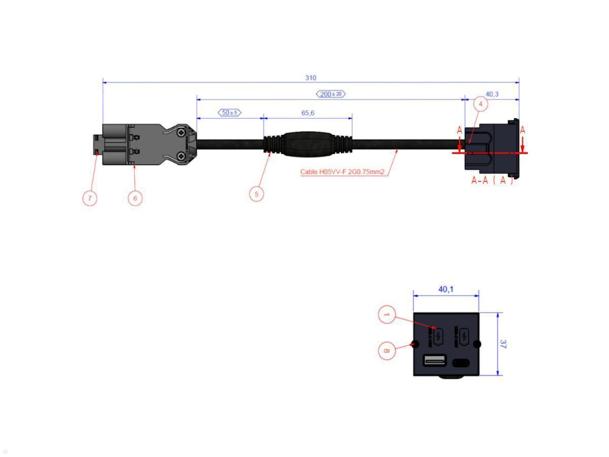 Bachmann USB-A und USB-C Charger Custom Modul (917.227) Maße