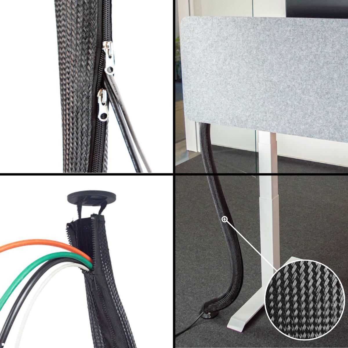 TecLines TKF002B Kabelführung Mesh Gewebe für Steh-Sitz Tisch 130 cm, schwarz Multifilament Kunststoffnetz 