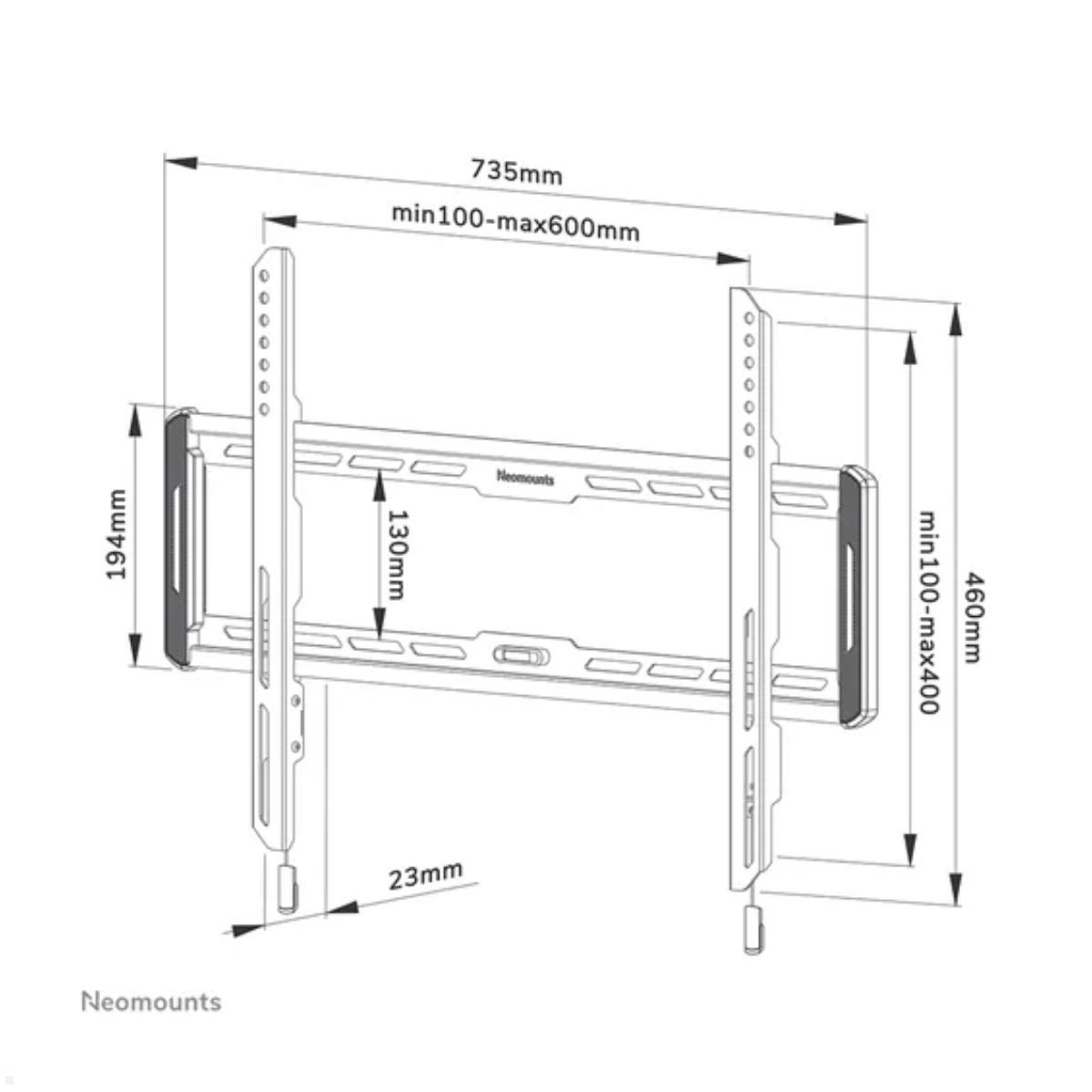 Flache TV Wandhalterung, Neomounts WL30-550BL16, schwarz, Technsiche Zeichnung