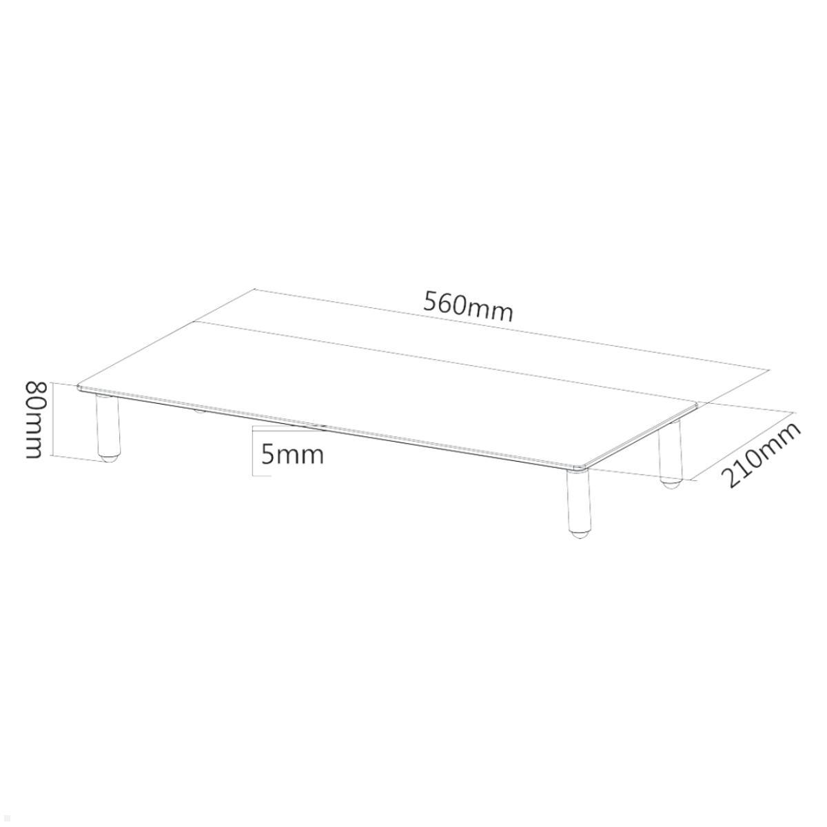 Neomounts Monitor Erhöhung aus Glas, Technische Zeichnung