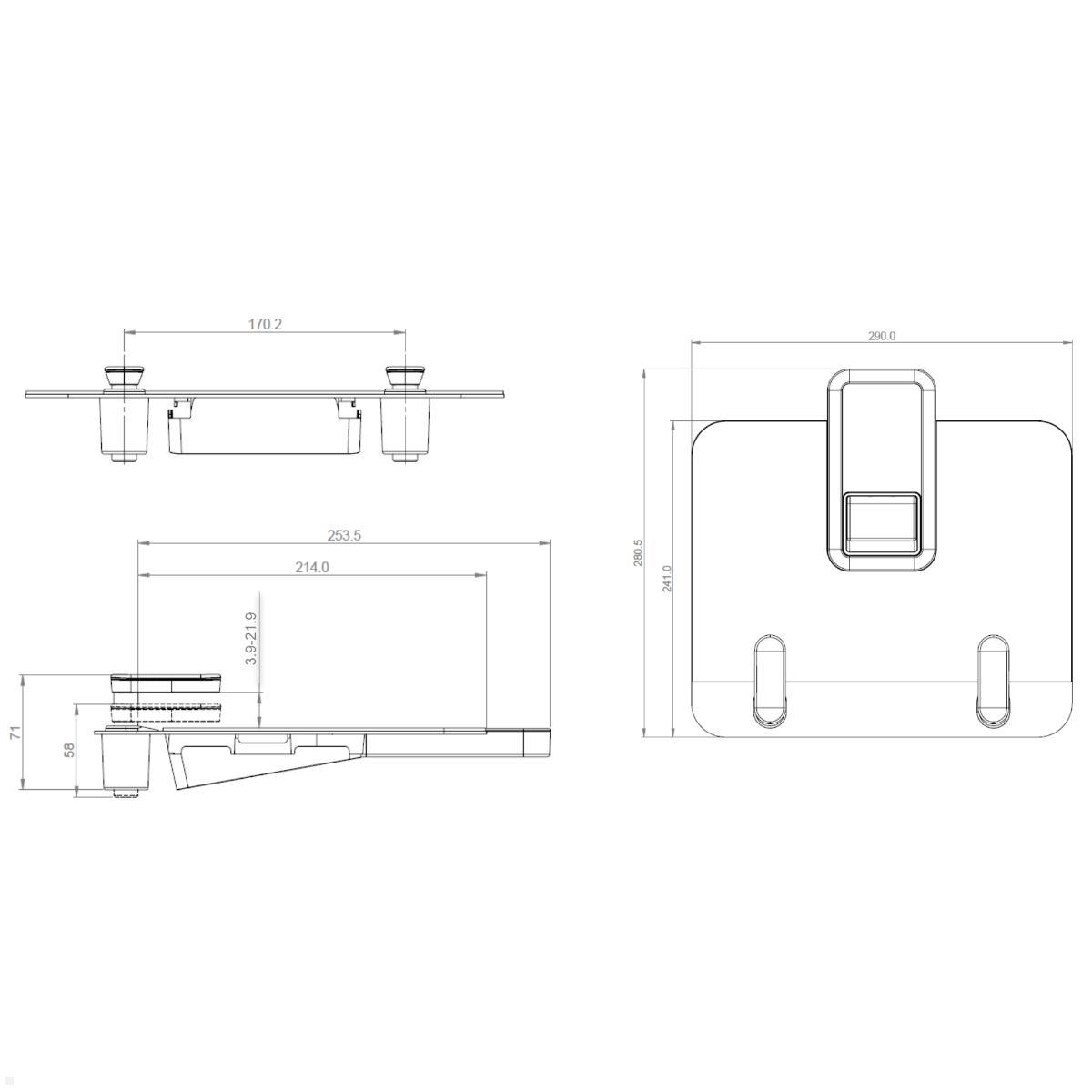 CBS Ollin / Flo Laptop- und Tablethalterung (LAP/003/S), silber, technische Zeichnung