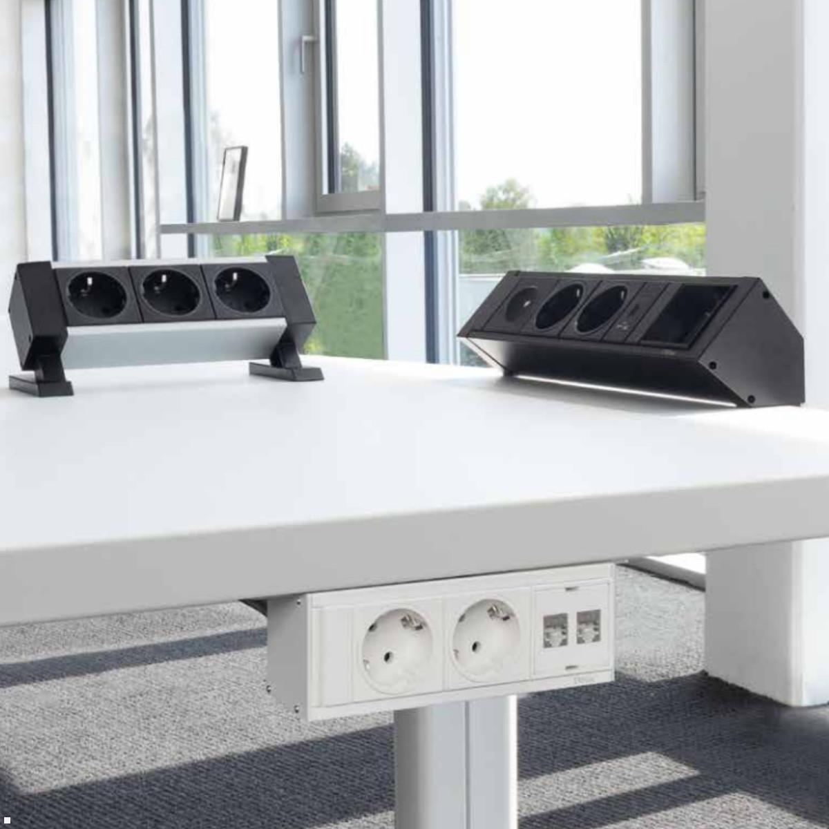 EVOline DockSquare 2-fach Steckdose 1x USB-A/C mit Befestigungszwingen, Anwendungsbeispiele