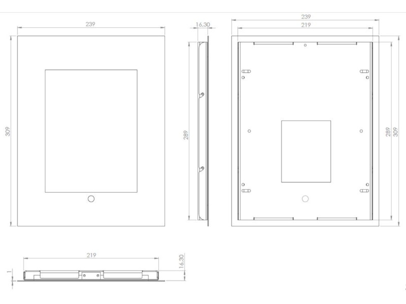 TabLines TWE035W Tablet Wandeinbau für Apple iPad 5 (2017), HB, weiß Maße