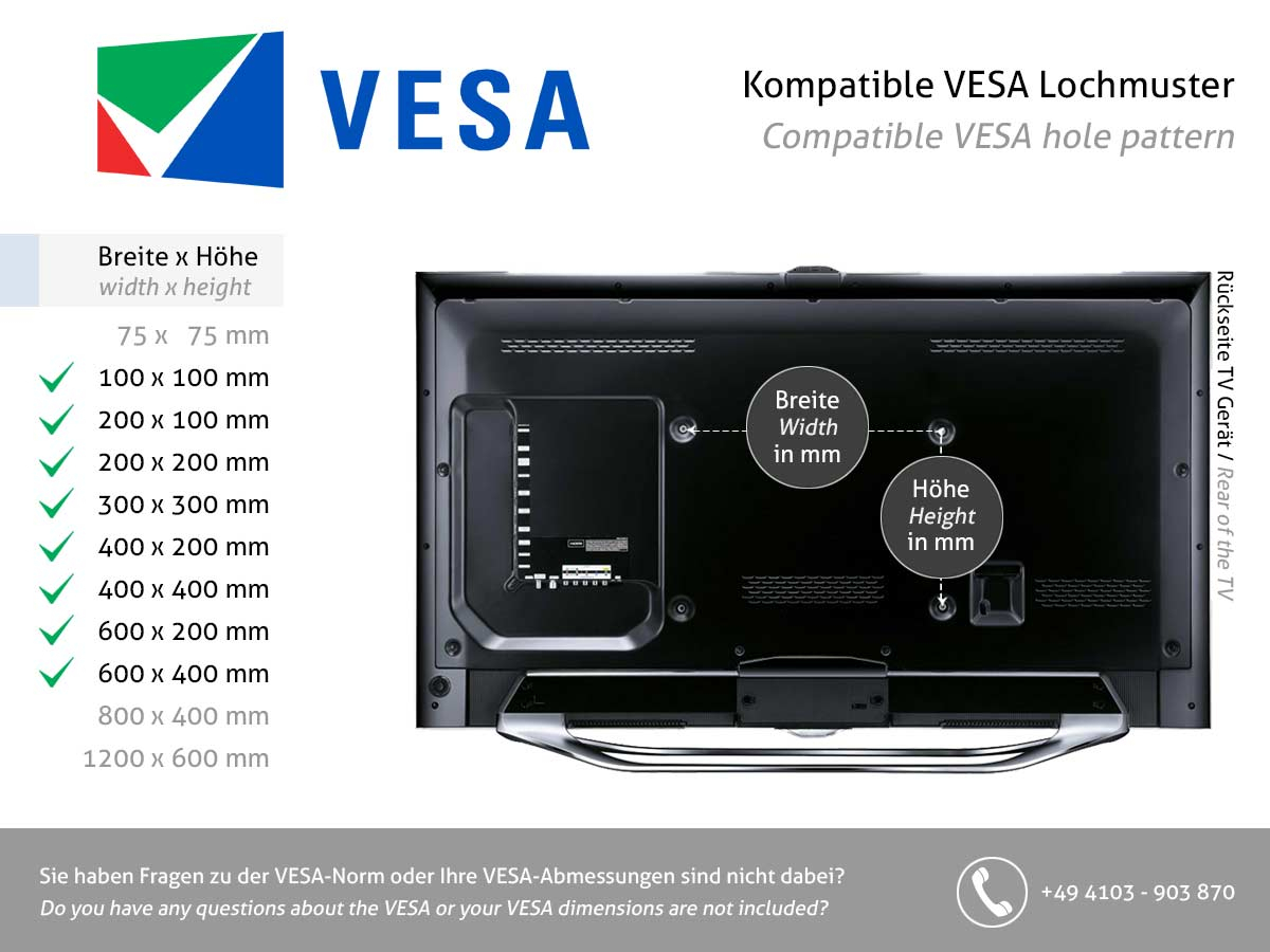 Edbak VWTA2257-L mobile 4-fach Monitor Videowall, 50-57 Zoll VESA Standard