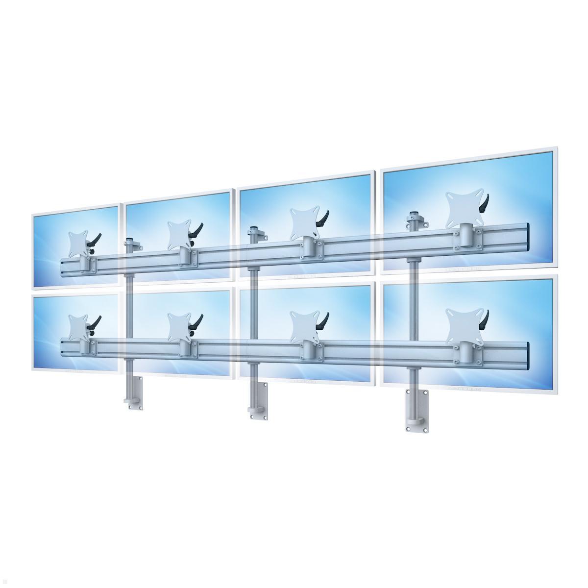 MonLines MWH218G Flat 4+4 Monitor Wandhalterung für 8 Monitore bis 32 Zoll, grau, Anwendung