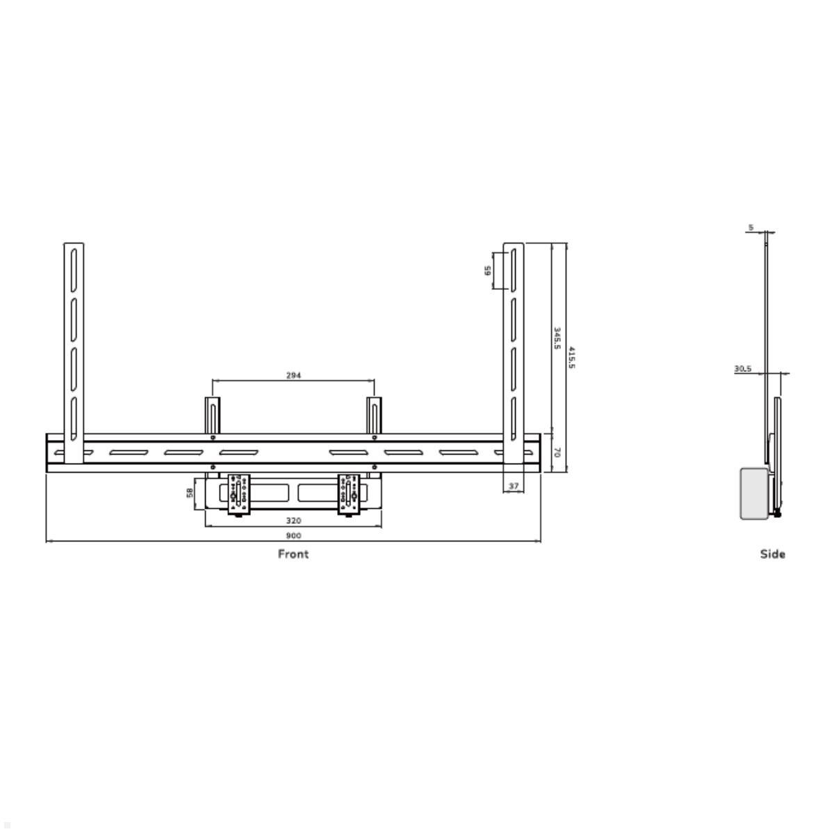 Neomounts AV2-500BL Halterung Videobar, PTZ-Cam und Soundbar, Skizze