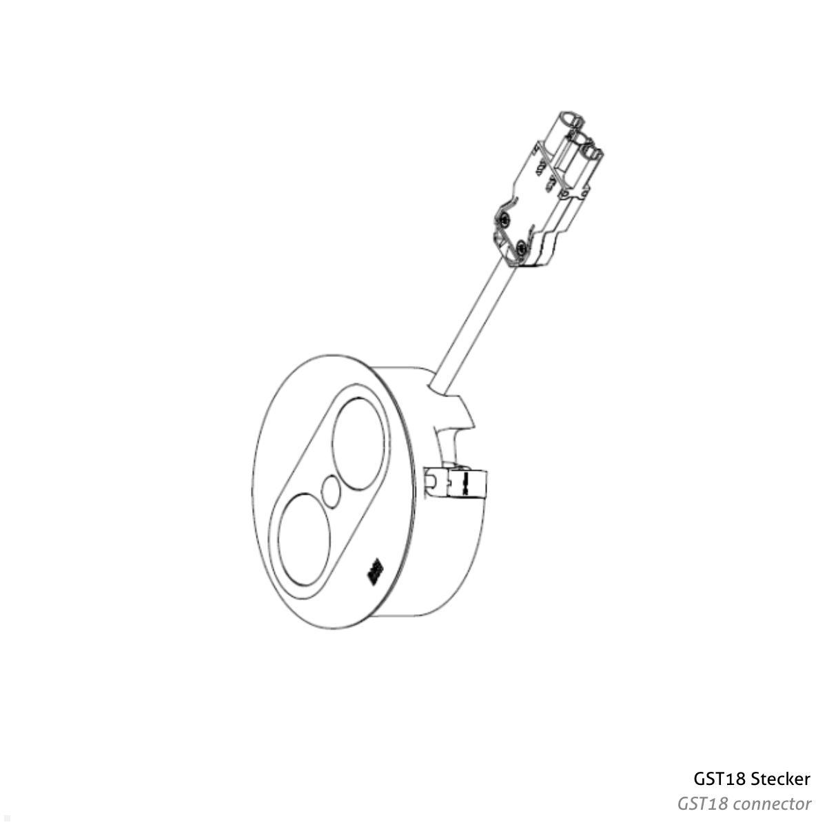 Bachmann TWIST 2 1x FR Steckdose UTE 1x USB-Charger A/C, GST18, rund (946.014) silber, Zeichnung Stromeingang GST18