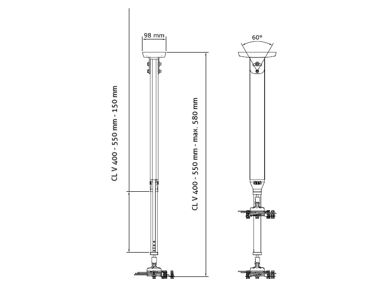 SMS Beamer Deckenhalterung CL V400-550 (AE021021) Deckenabstand