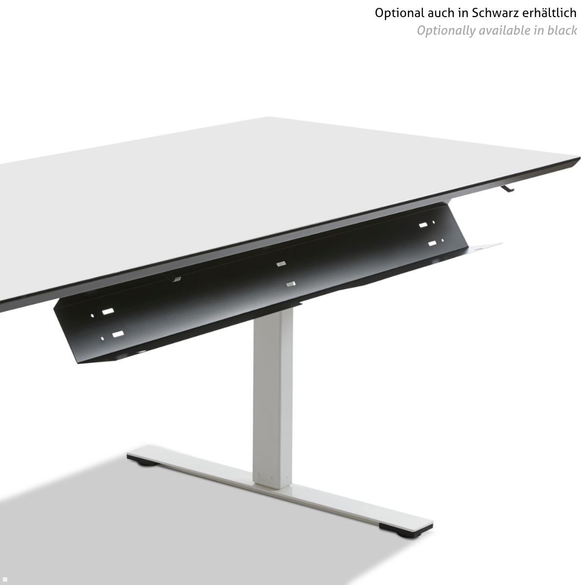 TecLines TKK009S Kabelkanal Schreibtisch aufklappbar 115 cm, silber, einfacher Zugang