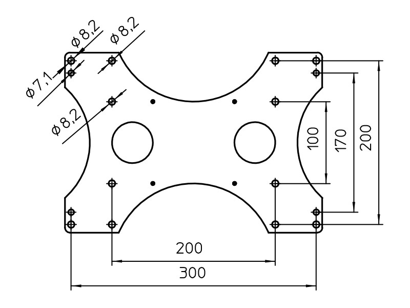 Novus Vesa Adapterplatte SKY (795+9065+001) Maße