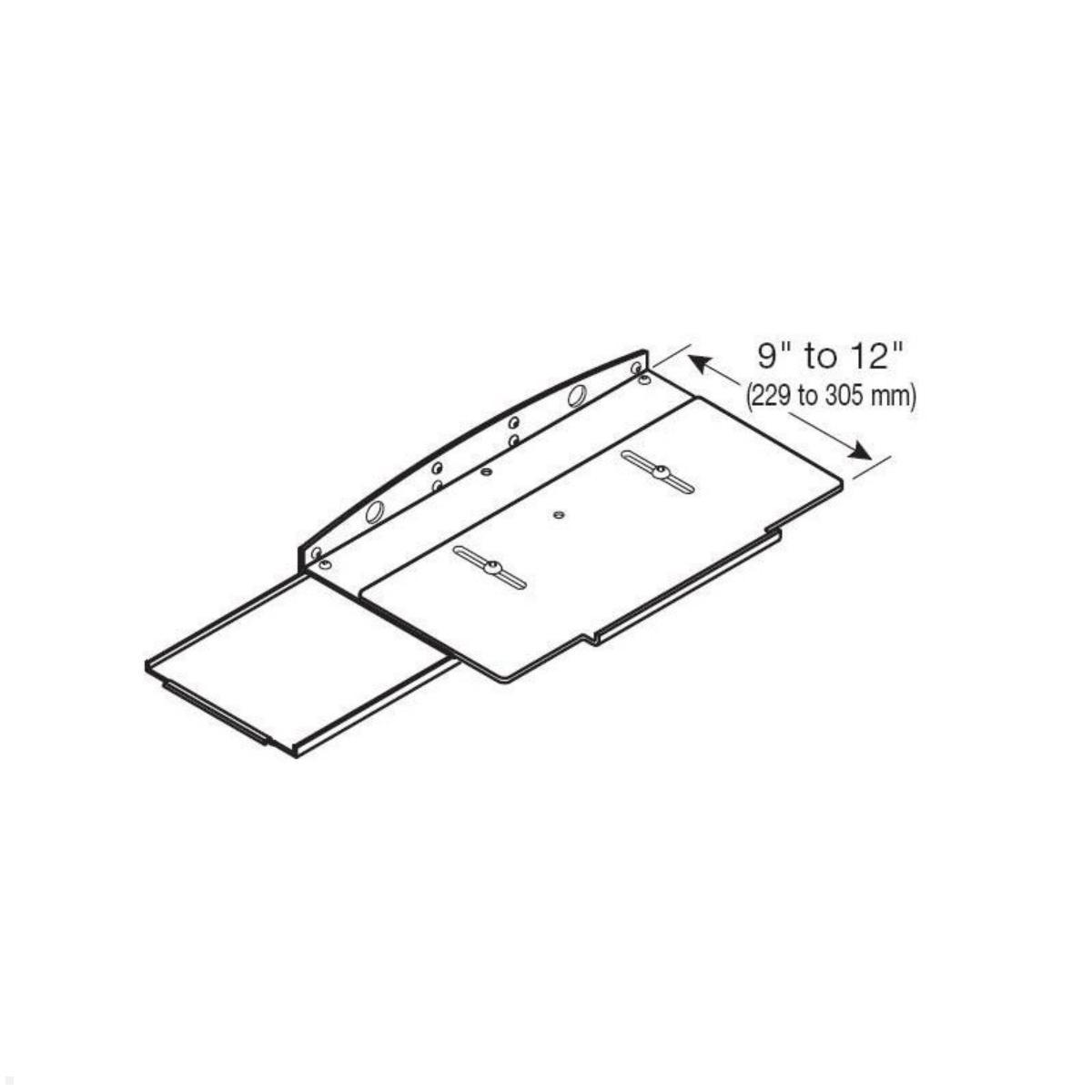 Ergotron Tastaturhalterung mit Mausablage (77-050-200), schwarz, Zeichnung Auszug