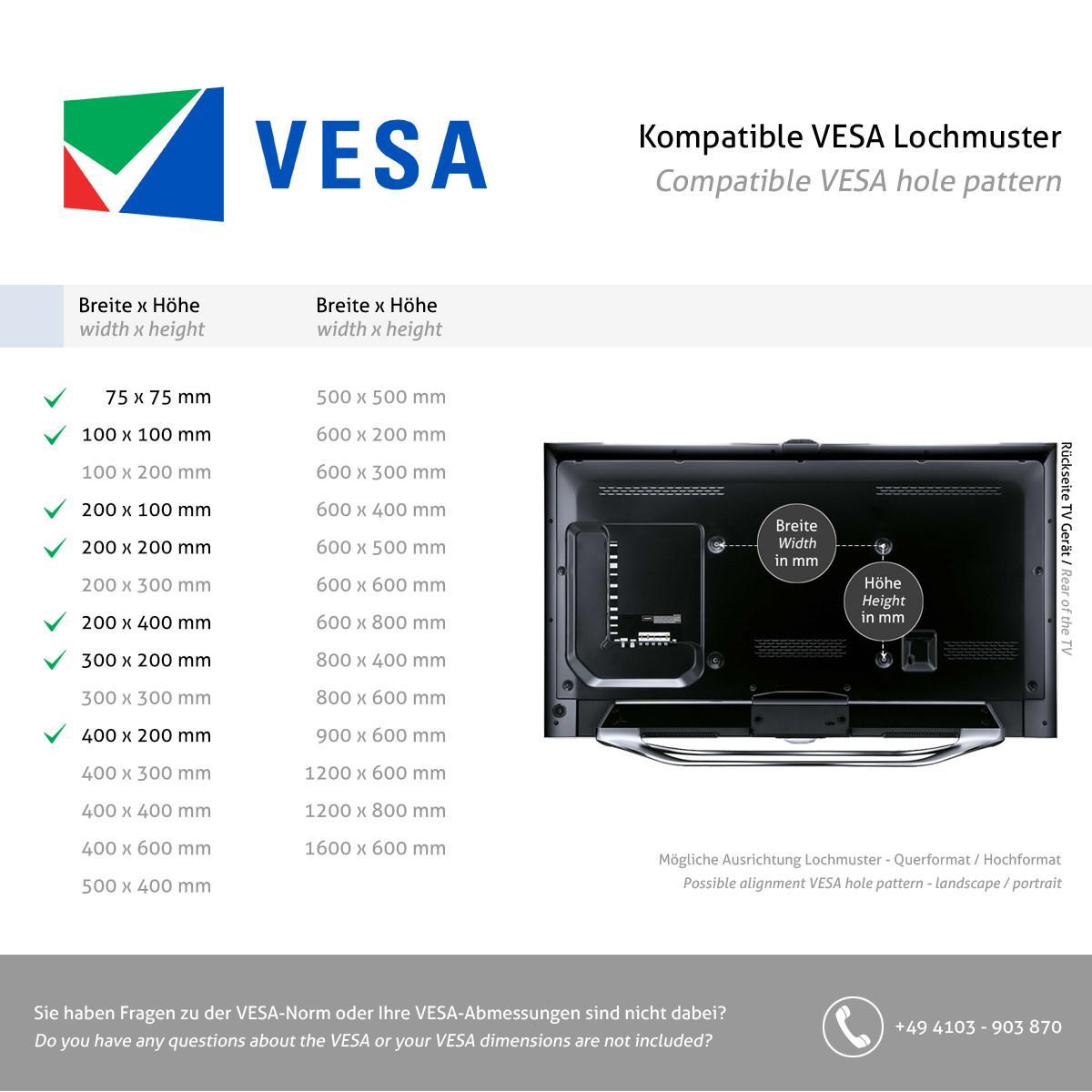 MonLines V091 VESA Adapter auf 400x200 mm, schwarz, VESA Maß