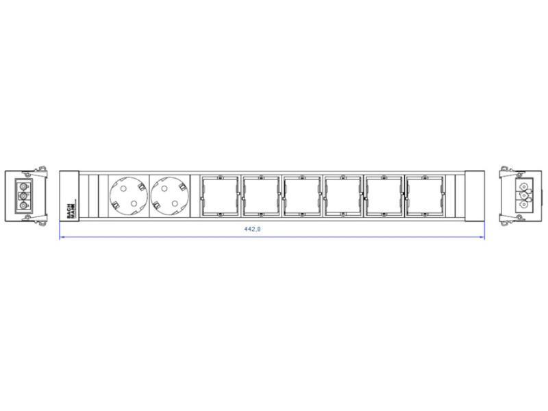 Bachmann CONFERENCE / TOP FRAME Steckdose 8-fach 2x Steckdose, 6x CM (909.005) Zeichnung