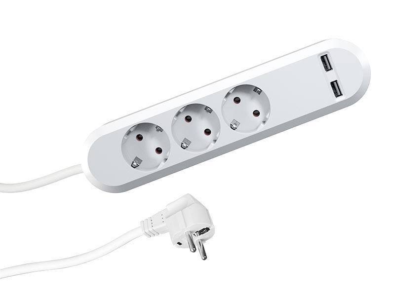 Bachmann SMART 3-fach Steckdosenleiste 2-fach USB-Charger (381.801)