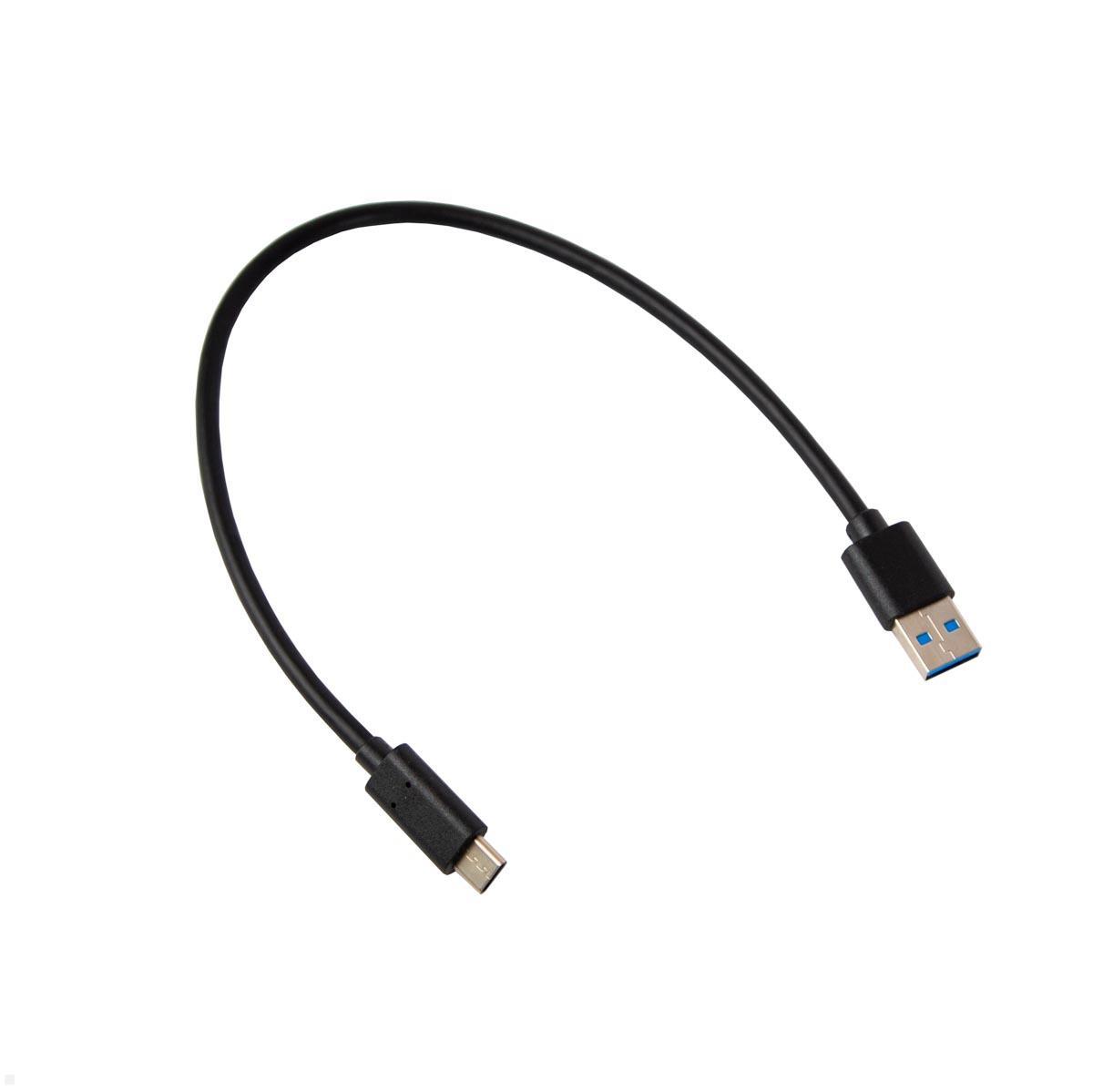 TecLines TUC017B USB-A auf USB-C Kabel 25 cm, schwarz, für kurze Distanz