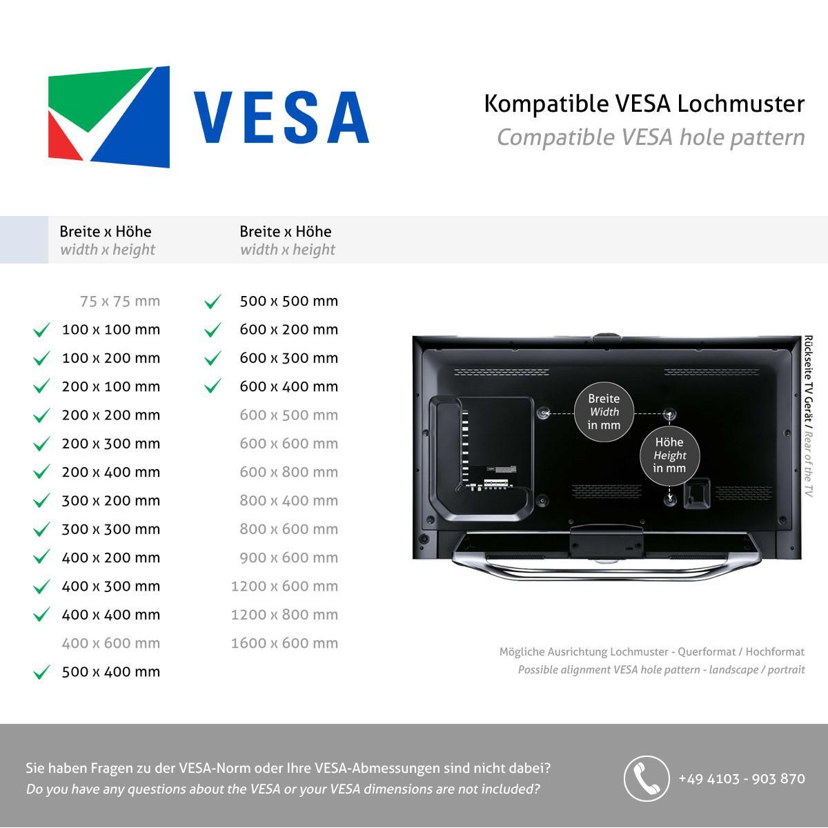 Neigbare TV Wandhalterung, Neomounts WL35-550BL16, VESA, VESA Standard