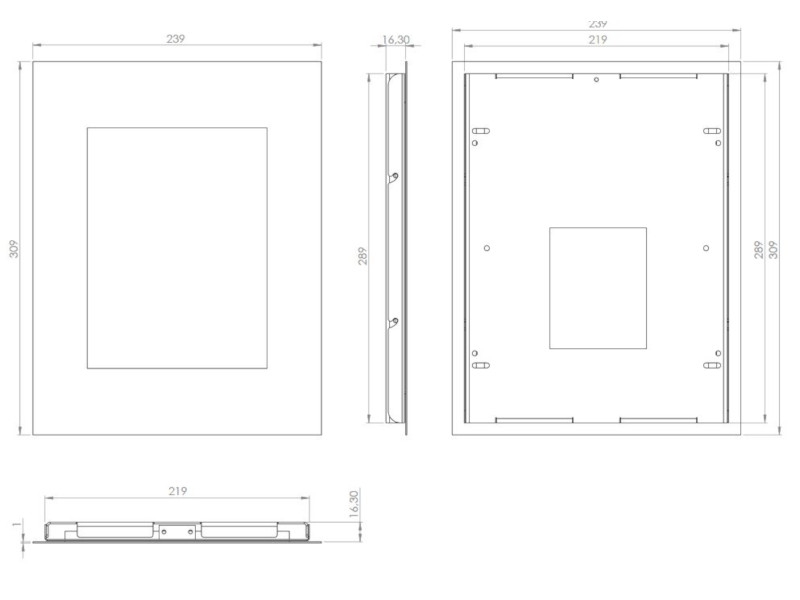 TabLines TWE034W Tablet Wandeinbau für Apple iPad 5 (2017), weiß Maße