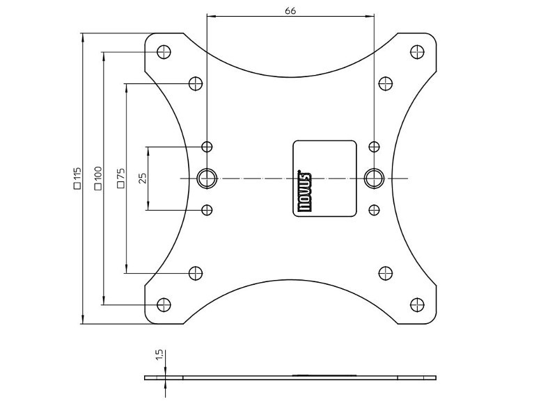 Novus POS Tablet Tischständer mit VESA Halterung (882+0309+000) silber, Zeichnung Anbindung