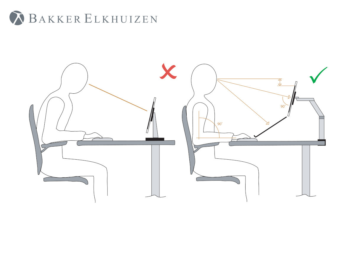 BakkerElkhuizen Monitor Tischhalterung mit Klemme bis 27 Zoll, silber Ergonomie