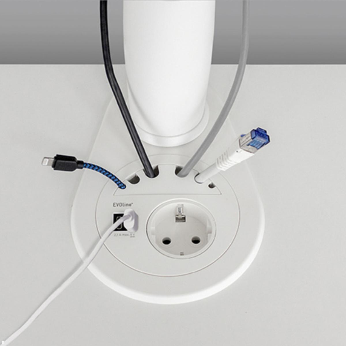 Novus Clu Plus C Monitorhalter mit Einbausteckdose USB-Charger A/C, Circle80 Steckdose im Detail