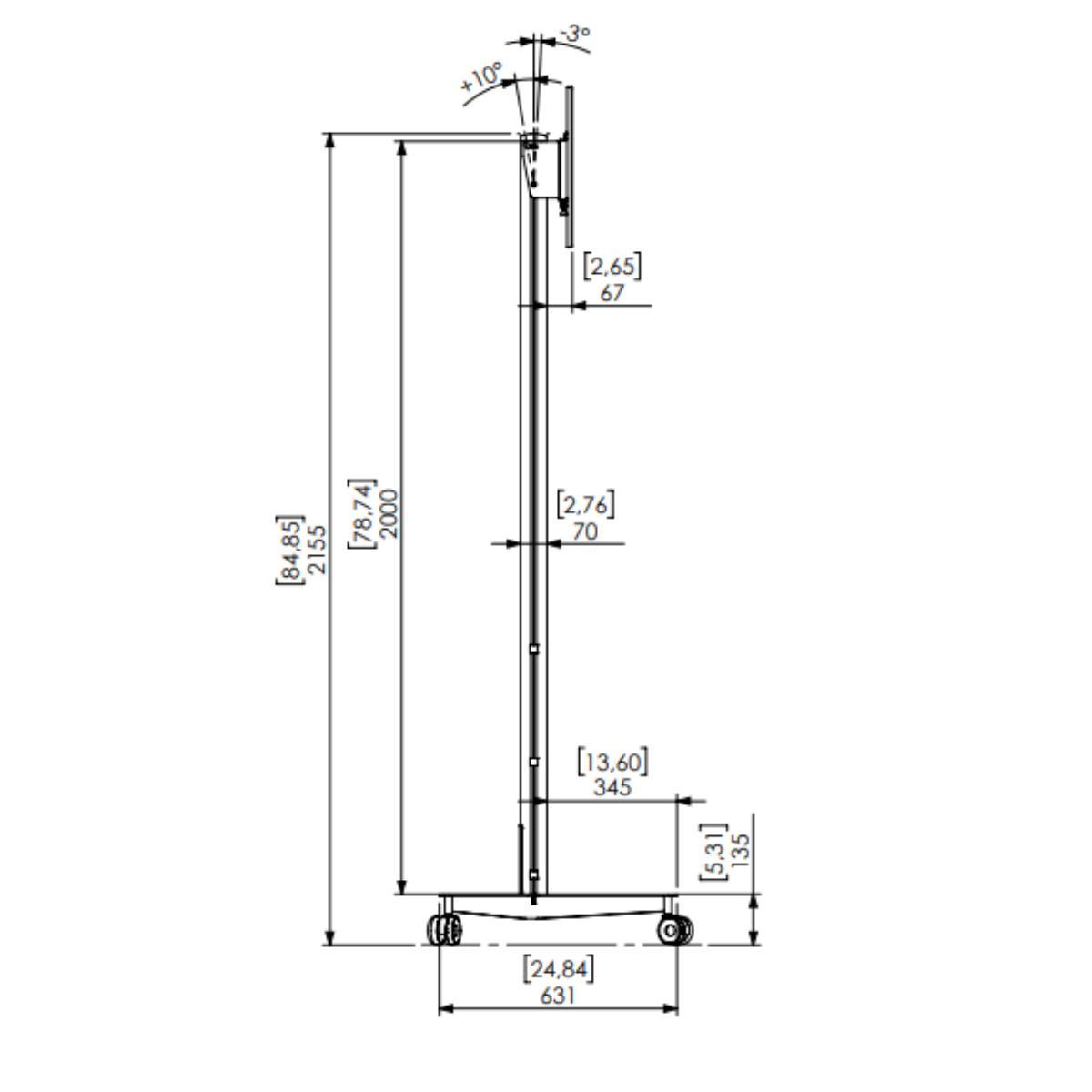 SMS Icon FH MT 2000 C mobiler Monitorständer mit VESA Adapter bis 400x400 (K12-027-1-C), Skizze