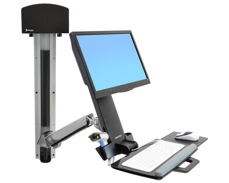 Ergotron StyleView Sit-Stand Combo Wandhalterung mit PC Halter klein (45-273-026) silber/schwarz