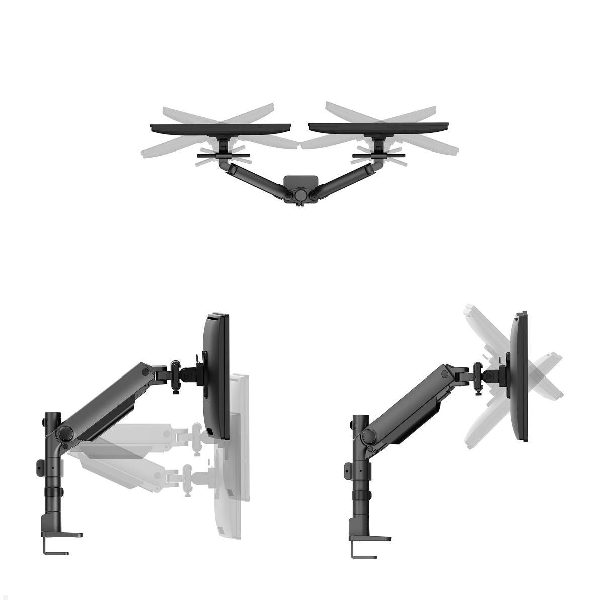 Neomounts NEXT One SL DS65S-950BL2 Tischhalterung 2 Monitore 24-34 Zoll, schwarz schwenkbar, neigbar, drehbar