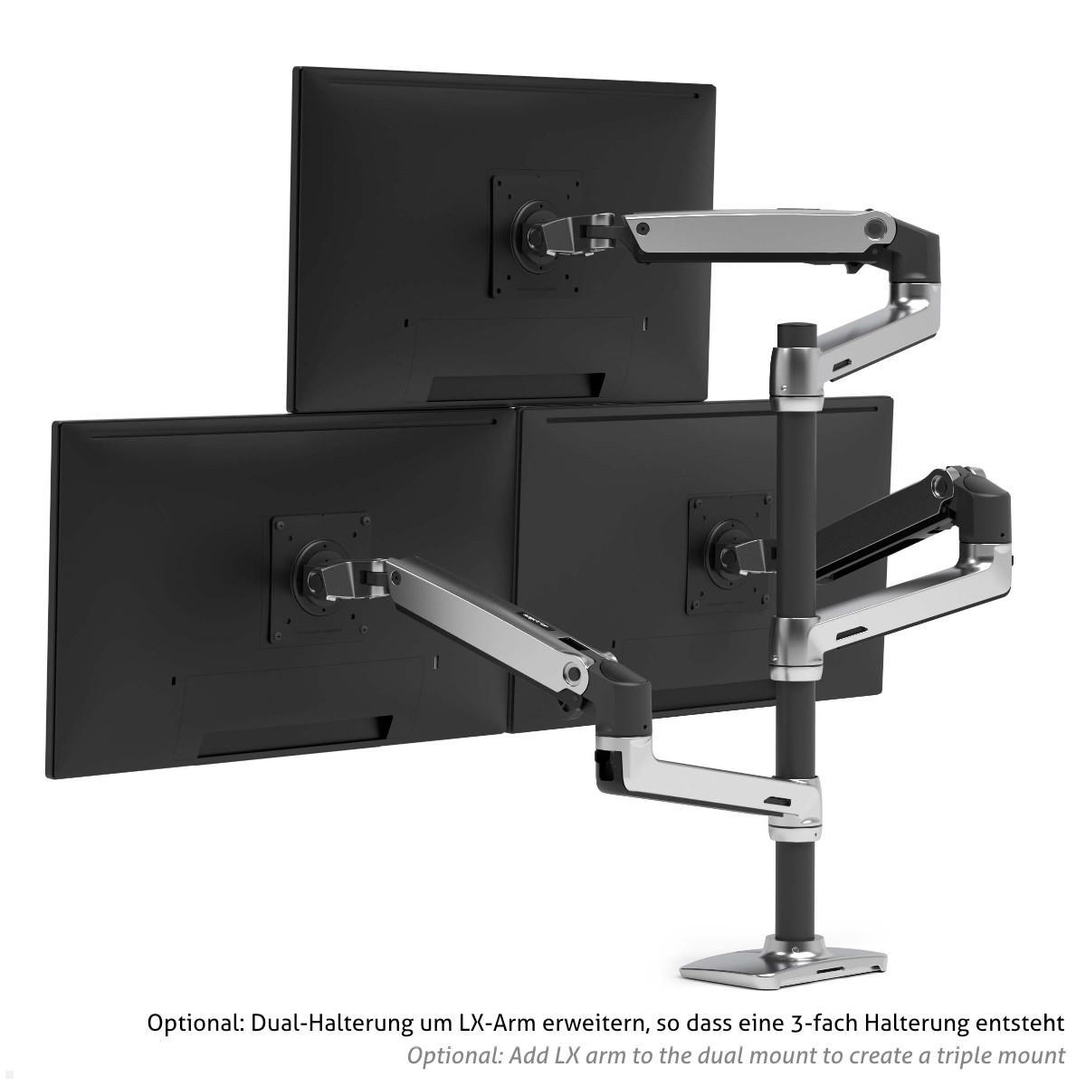 LX Dual Monitorhalterung plus 1 optionaler LX Arm für Dreifach-Halterung