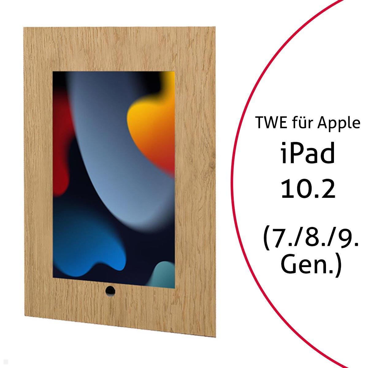 TabLines TWE089O Tablet Wandeinbau für Apple iPad 10.2 (7./8./9. Gen.), HB, Eiche