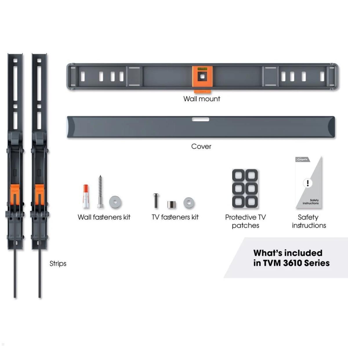 Vogels COMFORT TVM 3615 neigbare TV Wandhalterung 40-77 Zoll, schwarz, Lieferumfang