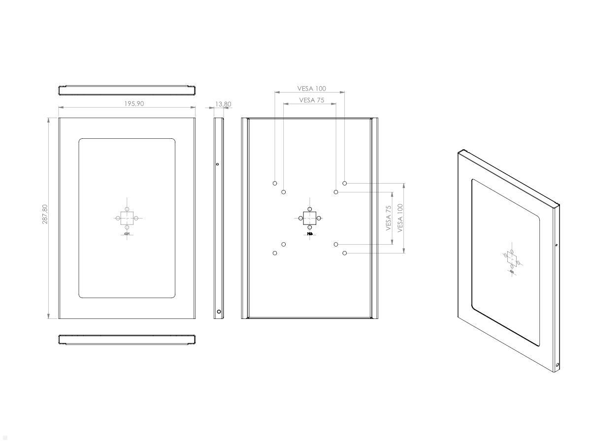 TabLines TSG081B Tablet Schutzgehäuse für Samsung TAB A7 10.4, schwarz technische Zeichnung