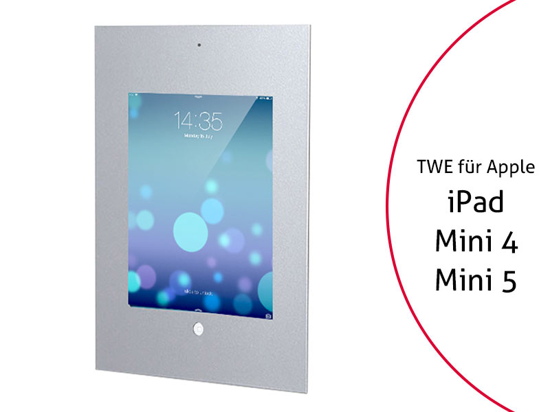 TabLines TWE025S Tablet Wandeinbau Apple iPad Mini 4 + Mini 5, DS, HB, silber