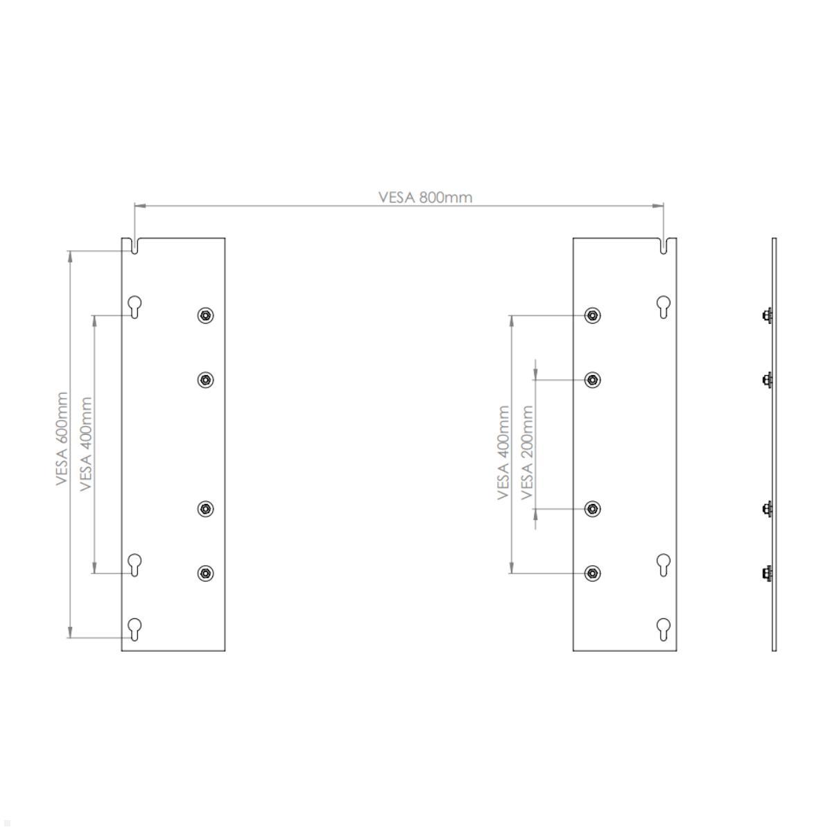 VESA Adapter 600x400 auf 800x600 MonLines V080, Technische Zeichnung