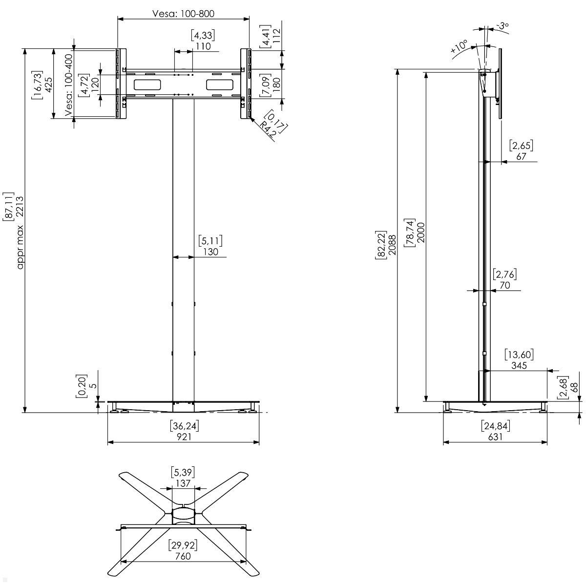 SMS Icon FH T 2000 Monitorständer (K12-032-EU-1), Skizze