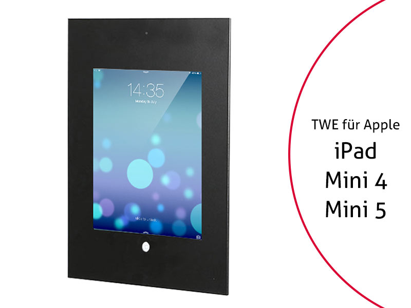 TabLines TWE025B Tablet Wandeinbau Apple iPad Mini 4 + Mini 5, DS, HB, schwarz