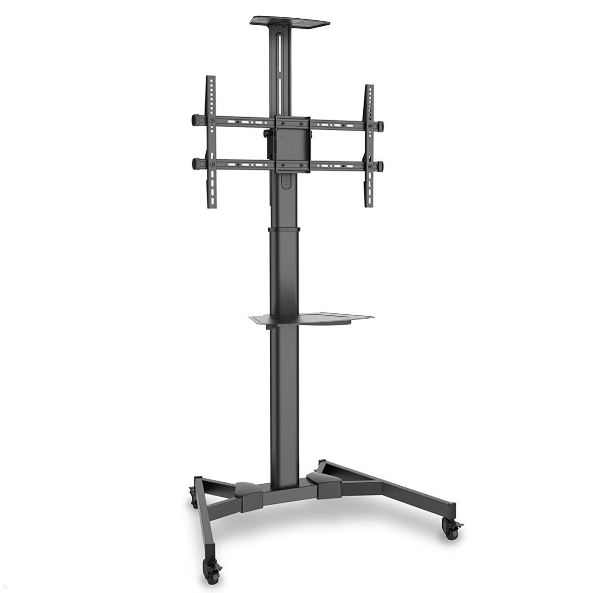 PureMounts PM-CART-70B TV Ständer mit Rollen + Ablagen bis 70 Zoll, schwarz Ansichthöhenverstellbar