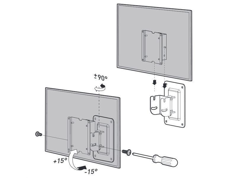 Erard APPLIK 2453 neigbare, schwenkbare Monitor Wandhalterung 15 - 28 Zoll, schwarz - schnelle Montage