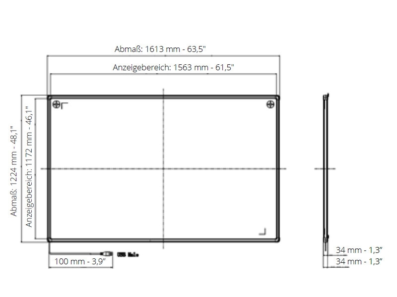 i3 Technologies interaktives Whiteboard 77 Zoll 6-Touch Maße