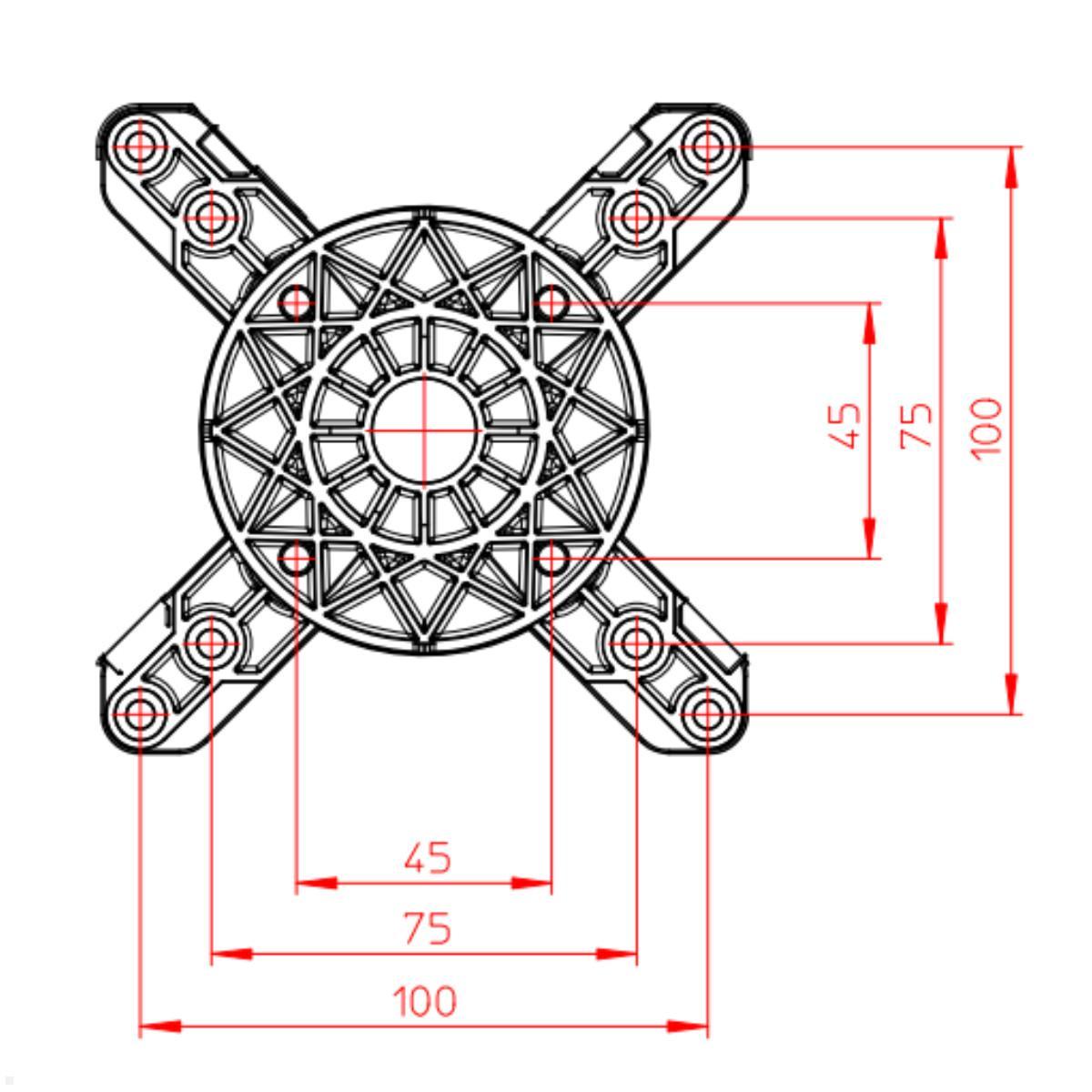 Novus Zubehör Kugelhalter-Servo Adapterplatte, anthrazit (809-0495) Maße