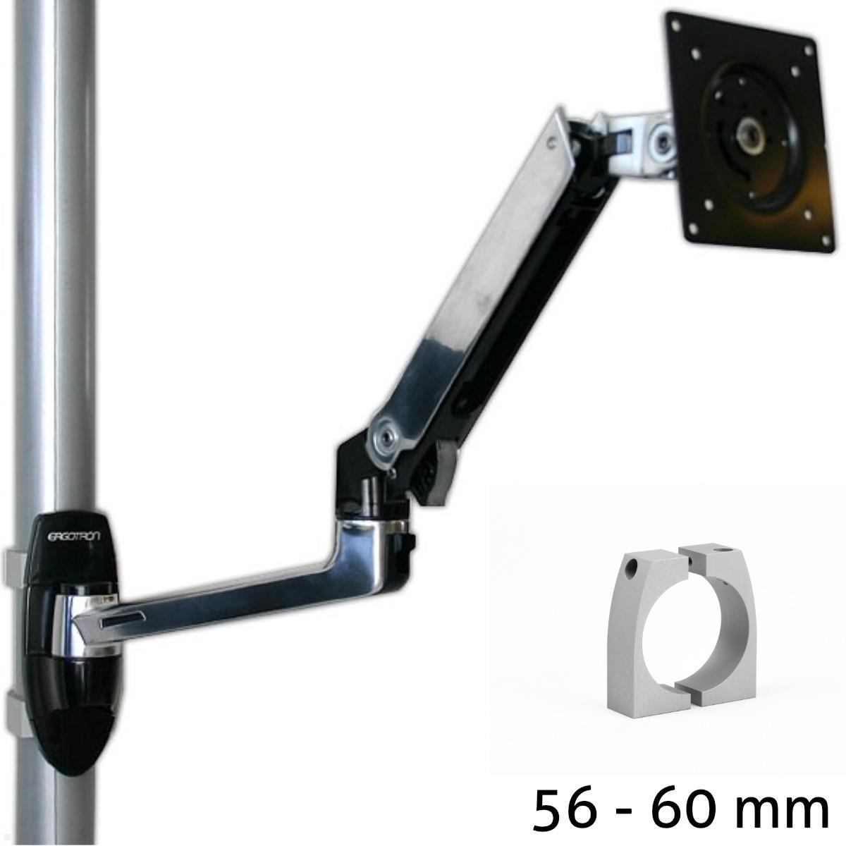 Ergotron LX Arm Monitorhalterung für Rohre / Säulen 56-60 mm, silber