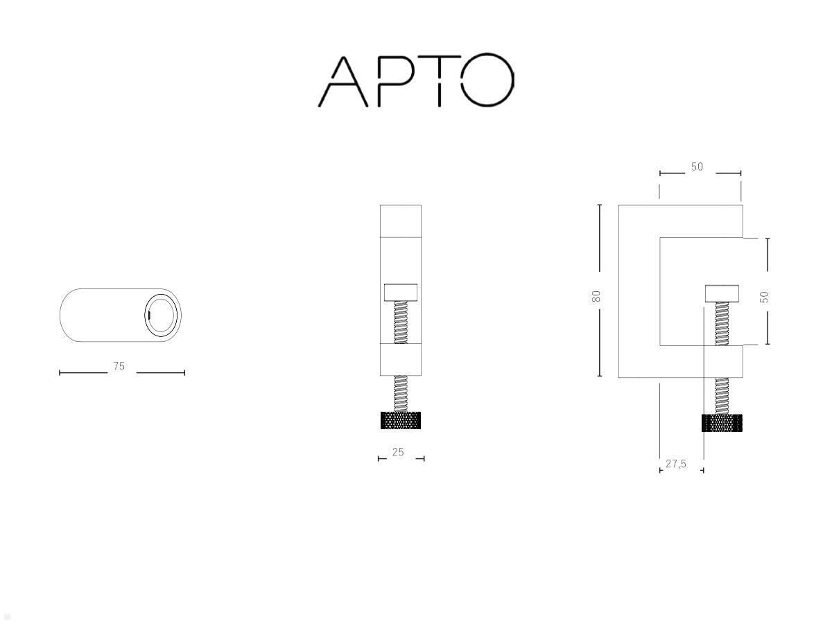 APTO Zubehör Multi Clamp Tischklemme, mattschwarz technische Zeichnung