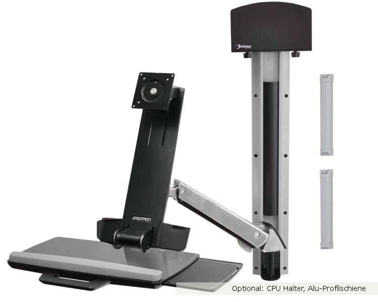 Ergotron StyleView Sit-Stand Combo Monitor Tastatur Wandhalterung (45-266-026), optionales Zubehör