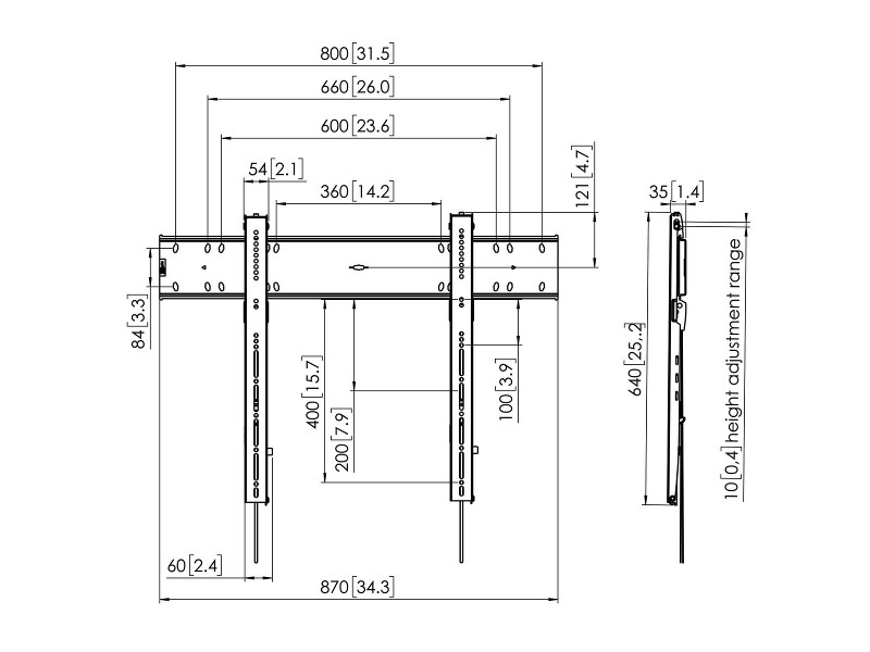 Vogels PFW 6800 starre Monitor Wandhalterung 80 Zoll Maße