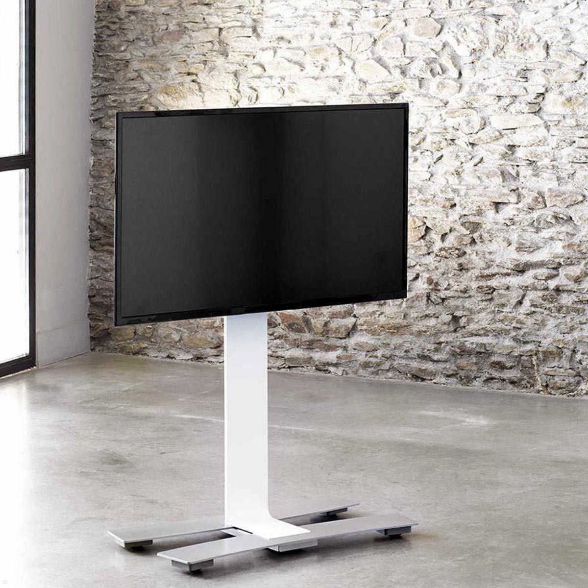 Erard WILL 1050 L mobiler TV Standfuß 30-65 Zoll, weiß, Anwendungsbeispiel