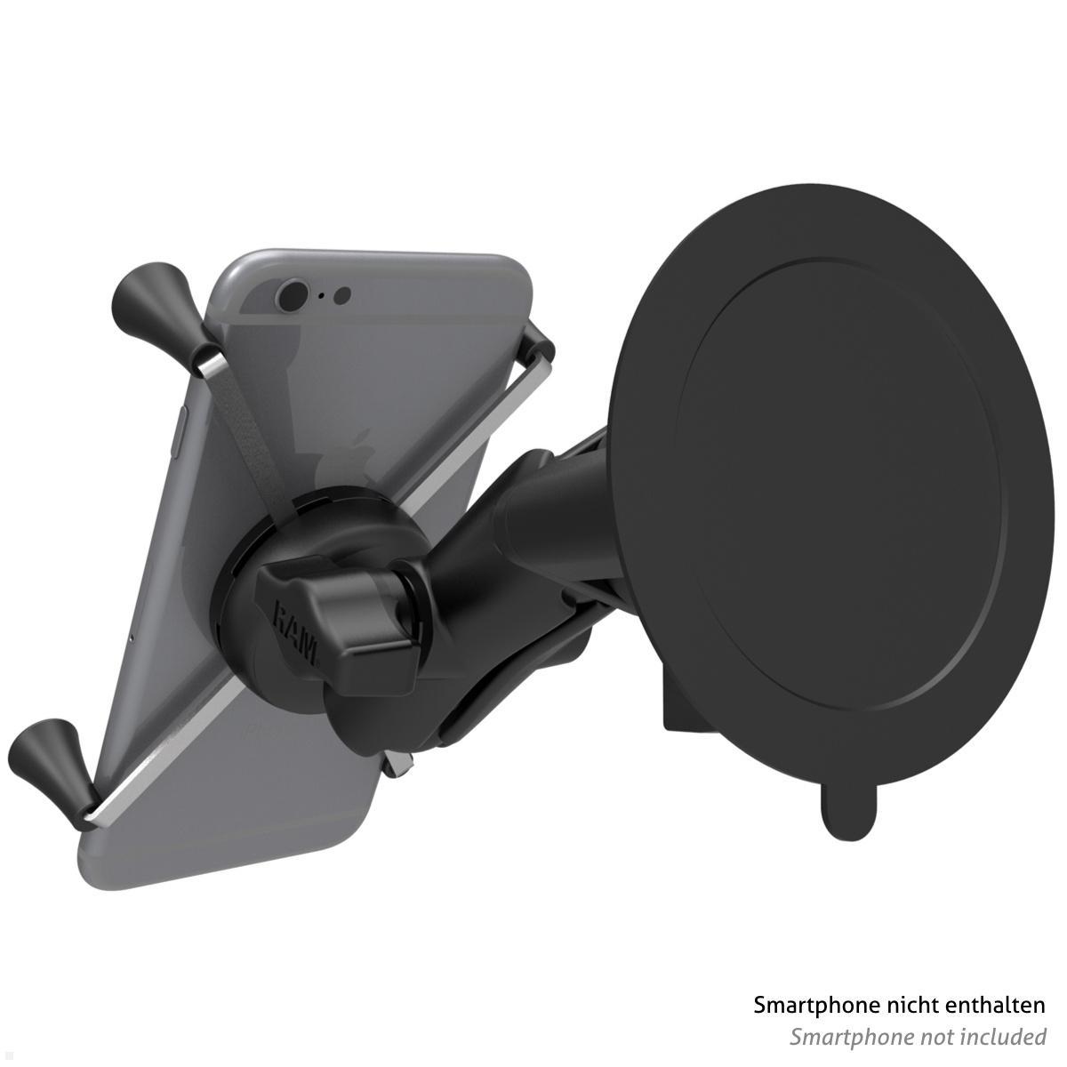 RAM Mounts X-Grip Saugnapf Phablet Halterung mit B-Kugel (RAM-B-166-UN10U), schwarz, Rückseite Smartphone