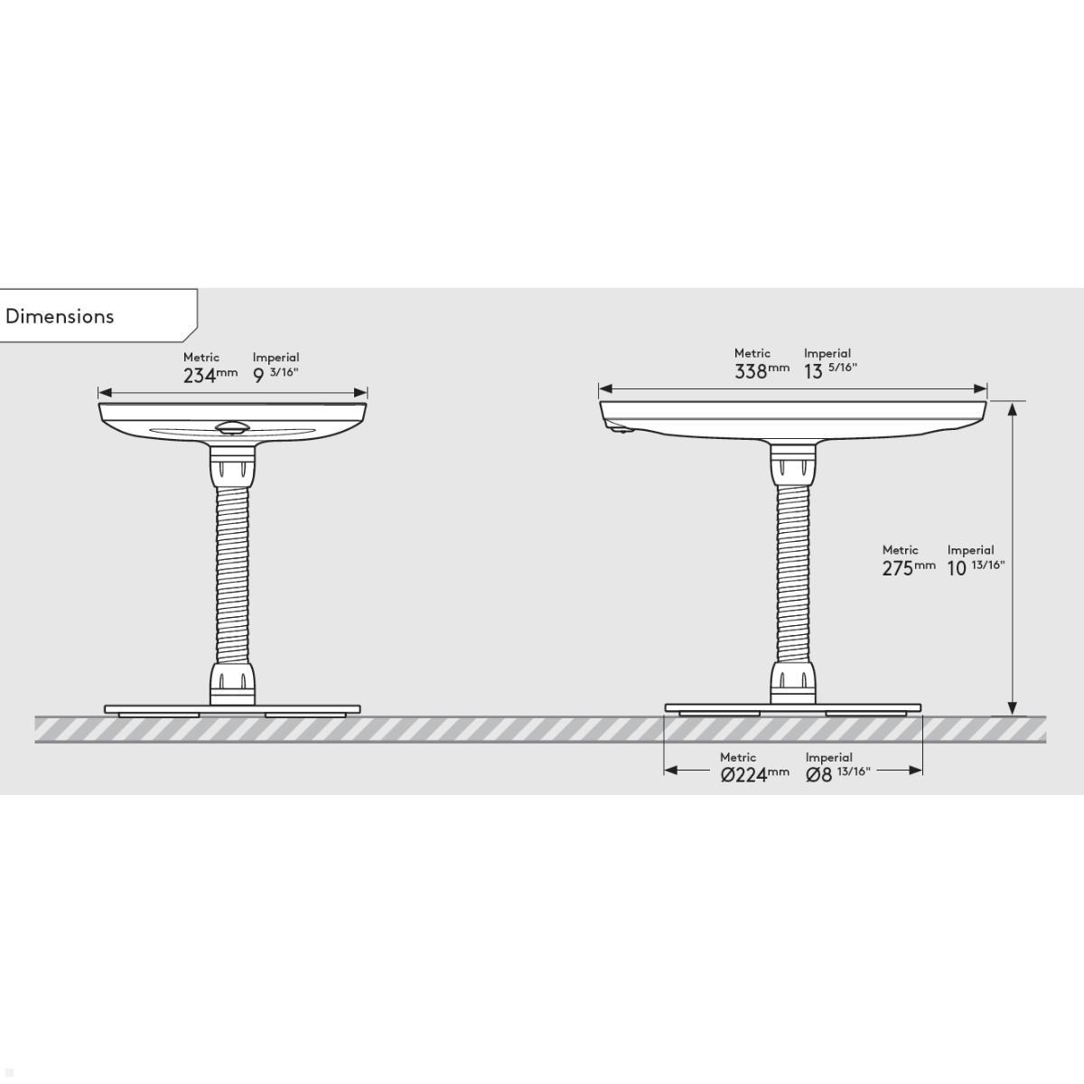 Bouncepad COUNTER FLEX Tischständer Apple iPad 10.9 (10. Gen.), weiß, Abmessungen