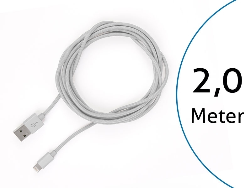 TecLines TUC011S USB Kabel für iPad (Lightning) 2m, silber