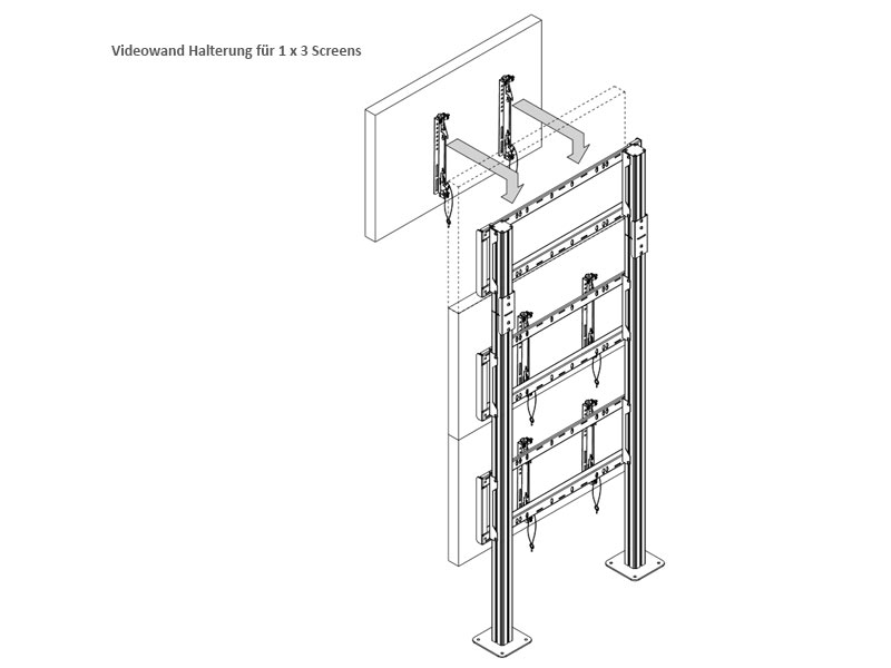 peerless Modulare Videowand-Standhalterung DS-S560-1X3 für 3 Monitore