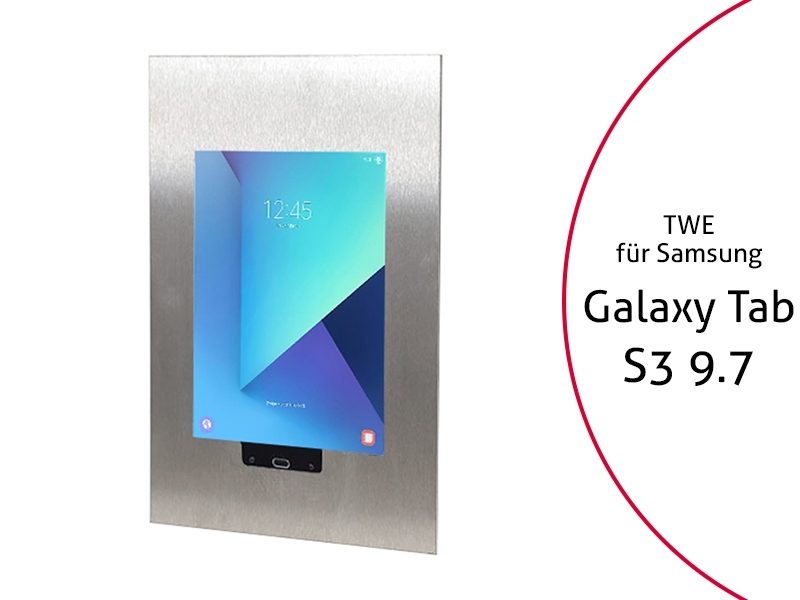 TabLines TWE039E Tablet Wandeinbau für Samsung Tab S3 9.7 HB, Edelstahl